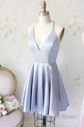 Simple Spaghetti Straps V-Neck Short Prom Dresses/Homecoming Dresses